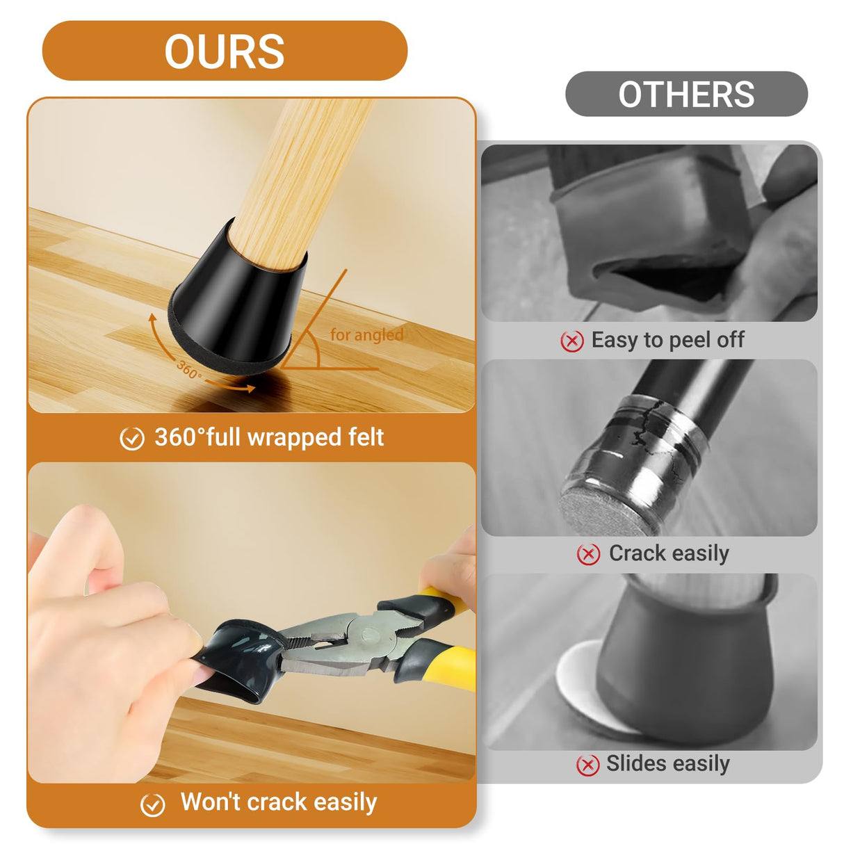 Meldel 24 PCS Silicone Chair Leg Floor Protectors Extra Small(0.6"-0.8") Rubber Felt Furniture Pads Chair Legs Caps/Covers for Hardwood Floors, Tile from Scratches & Reduce Noise - Round, Black