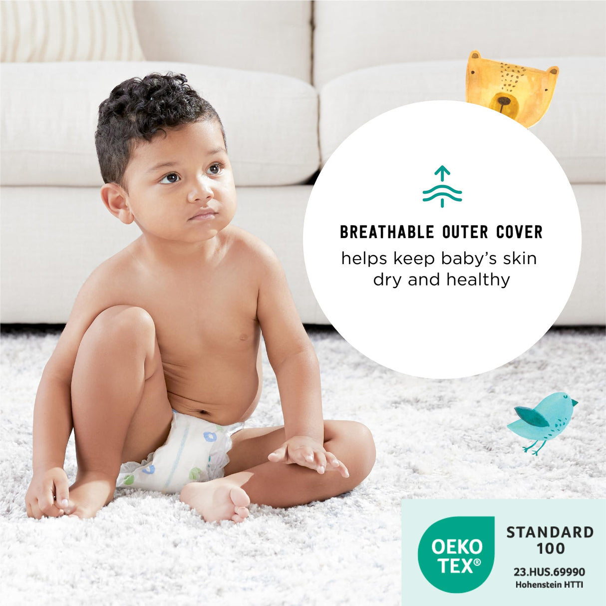 Amazon Brand - Mama Bear Gentle Touch Diapers, Hypoallergenic, Size 4, 148 Count, 4 Packs of 37, White