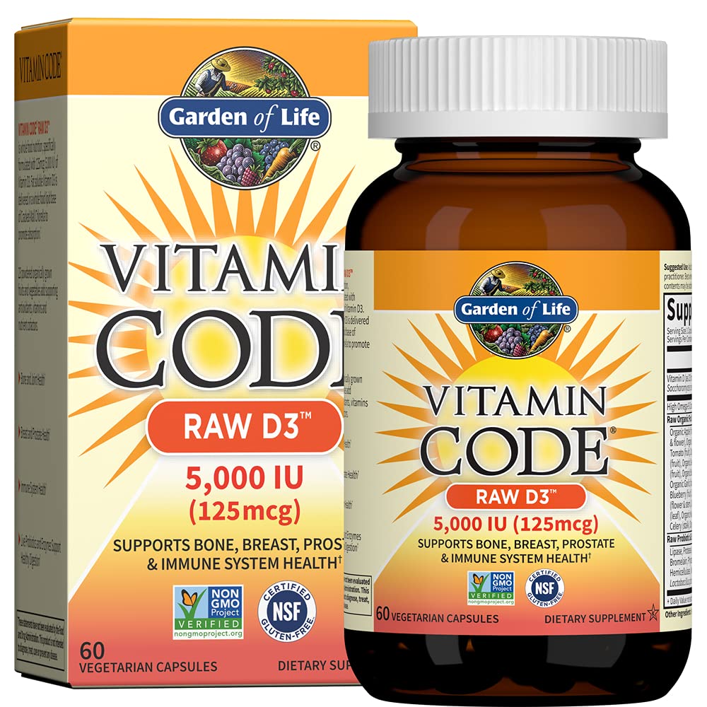 Garden of Life Vitamin Code Raw D3 5000 IU, 60 Vegetarian Capsules
