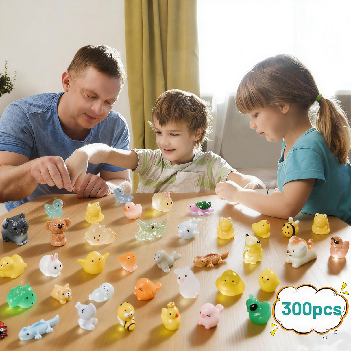 Cuteseven 300Pcs Mini Resin Animals Bulk 300 Styles Variety Tiny Animals Figure to Hide Luminous Glow in The Dark for Miniature Fairy Garden Decoration Hide Crafts Decor