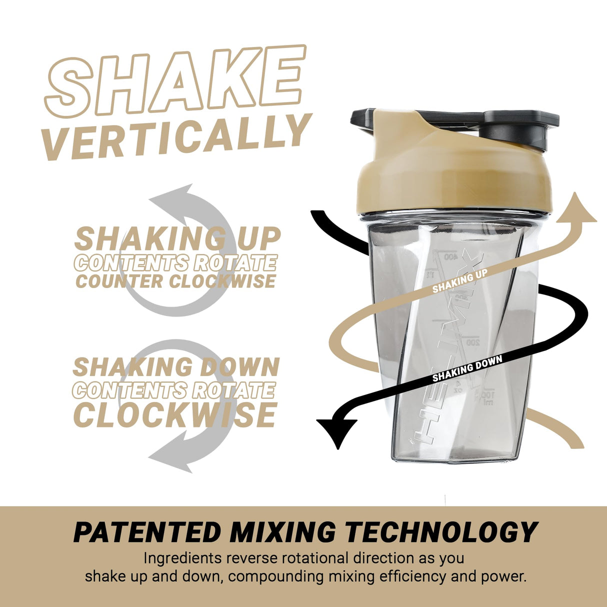 HELIMIX 1.5 Vortex Blender Shaker Bottle Holds Upto 20oz | No Blending Ball or Whisk | USA Made | Portable Pre Workout Whey Protein Drink Shaker Cup | Mixes Cocktails Smoothies Shakes | Top Rack Safe