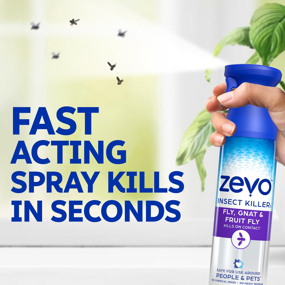 Zevo Flying Insect Bug Aerosol Spray, Kills Flies & Fruit Flies, 3 Bottles