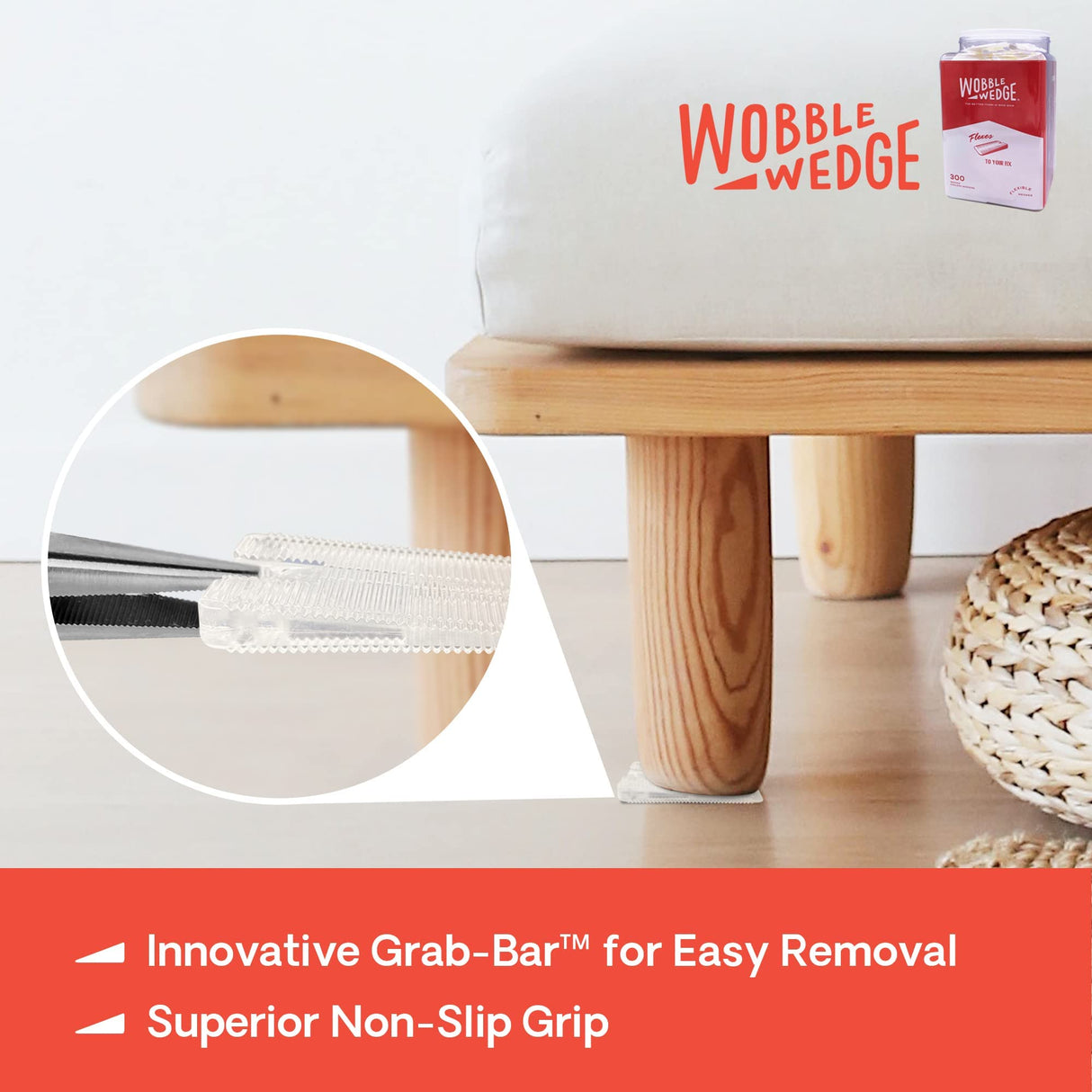 Wobble Wedges Flexible Plastic Shims - Leveling Shims for Home Improvement, Furniture Levelers, Table, and Toilet for Leveling - Made in USA Plastic Wedges Shim for Appliances (Clear, 300-Pack)