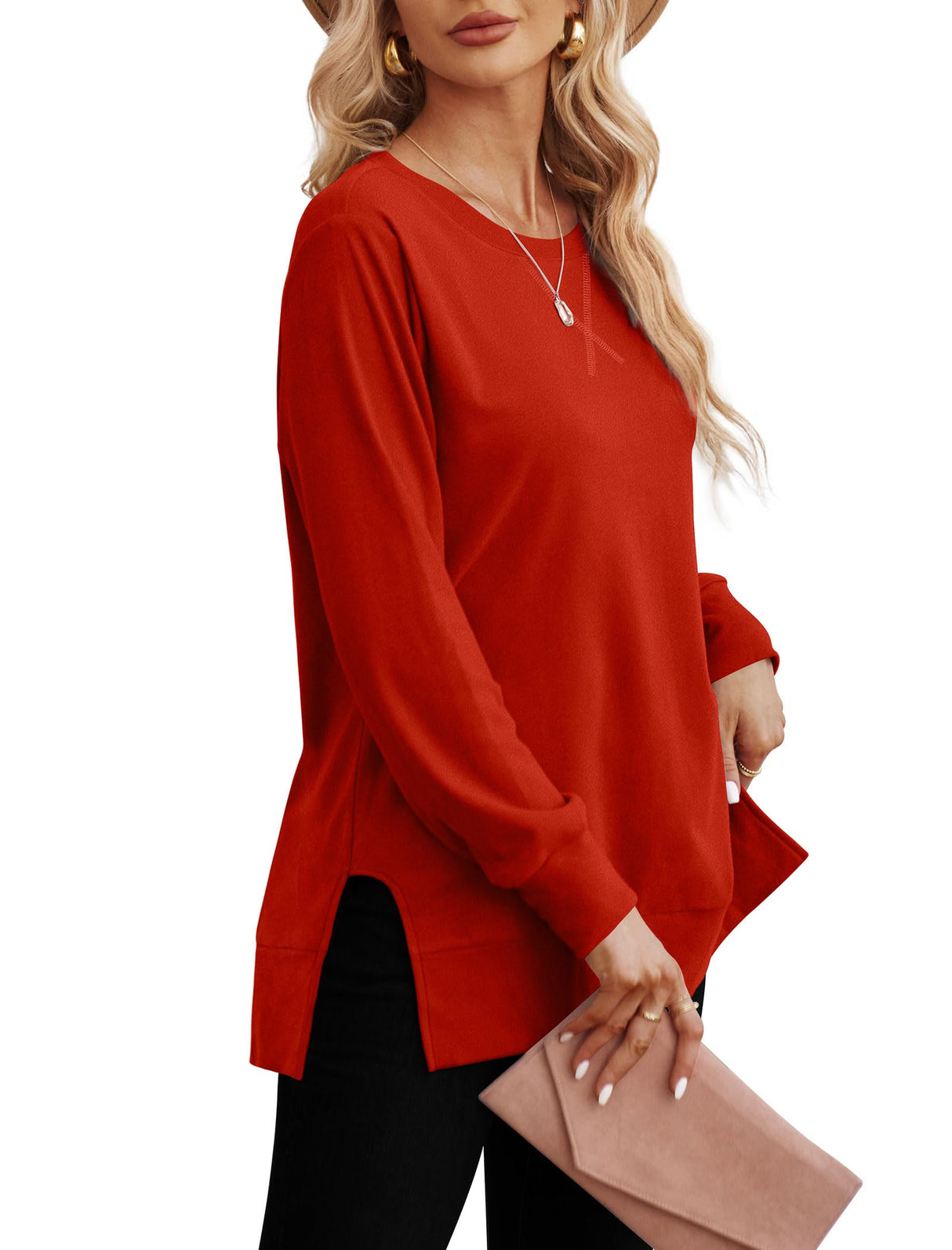 Saloogoe Christmas Sweaters for Women Long Sleeve Shirts Tunic Tops Valentines Sweater Casual Long Sleeve Crewneck Sweatshirts 2025 XL