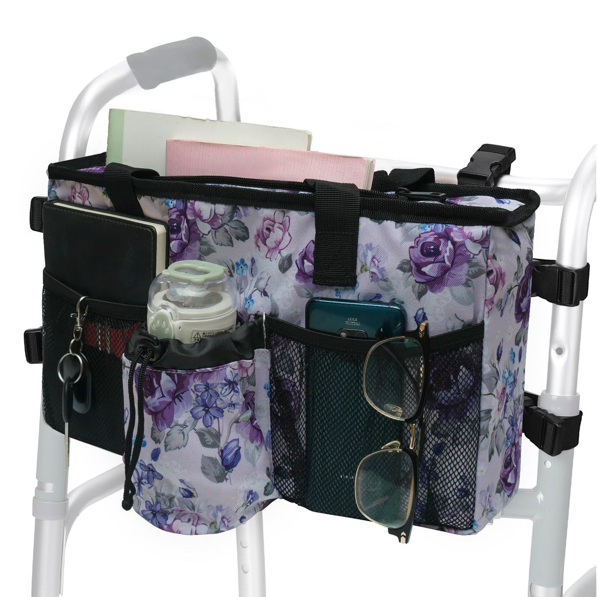 Compact Walker Bag with Pockets, Adjustable Strap, Easy Access Walker Storage Solution