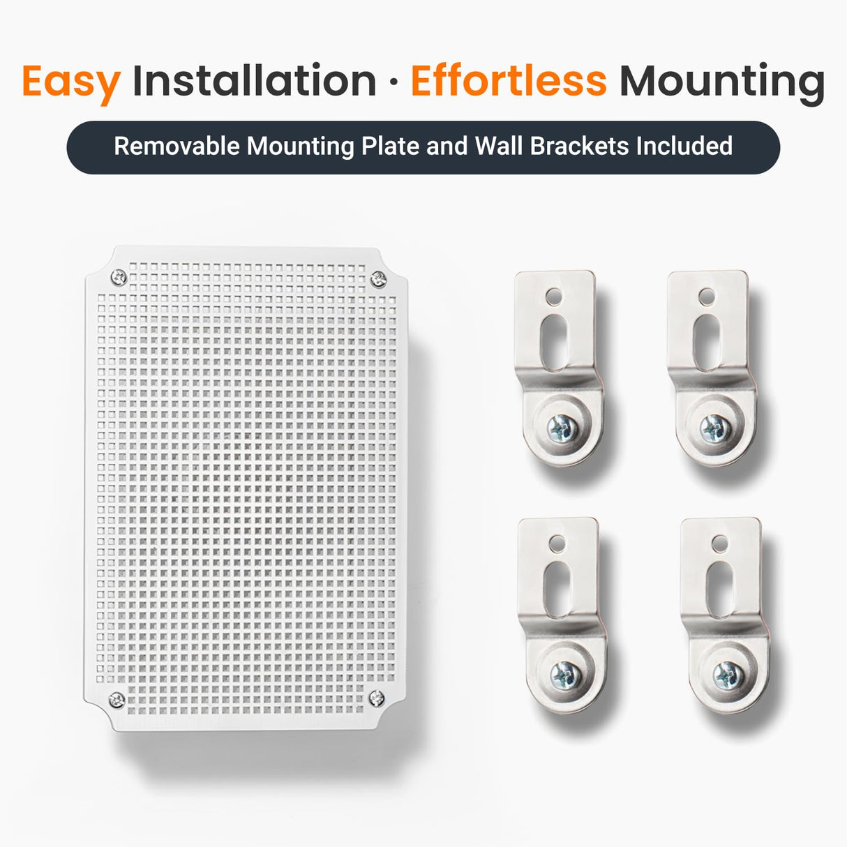 QILIPSU Junction Box IP67 Waterproof Plastic Electrical Enclosure Outdoor Weatherproof Project Electric Box with Mounting Plate, Wall Brackets, Hinged Grey Cover 11.2"x7.7"x5.1"