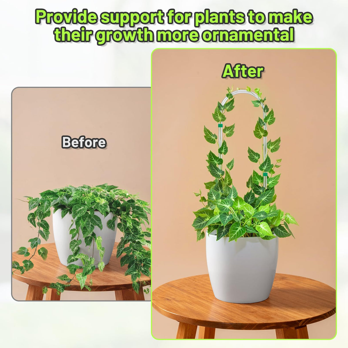 Vokvaktak 6 Pack U-Shape Acrylic Plant Trellis for Indoor Climbing Plants, 16 Inch Small Plant Trellis, Potted Plant Climber Support for Pothos, Vine Ivy, Houseplant