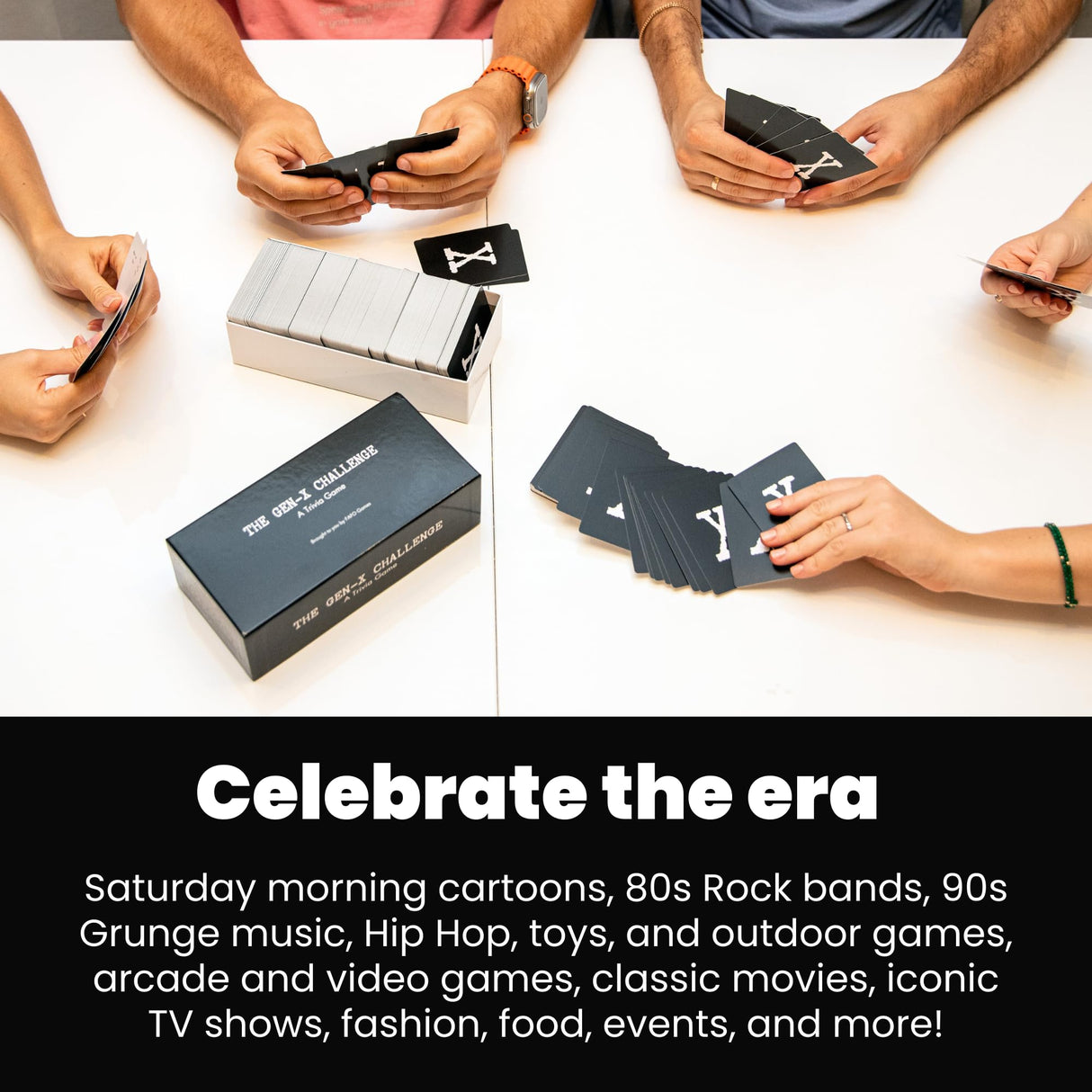 FAFO GAMES The Gen-X Challenge - 80s and 90s Trivia Card Game with 600 Trivia Cards - Pop Culture Trivia Game with Movies, Music, TV Shows - Ideal for Game Night, Christmas, Birthday, or Gift