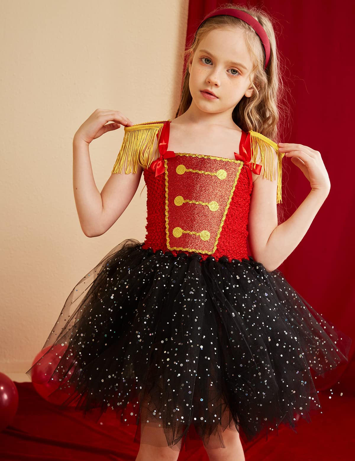 Tutu Dreams Christmas Circus Costume for Girls Kids America Drum Majorette Dress with Ringmaster Hat Carnival Pageant