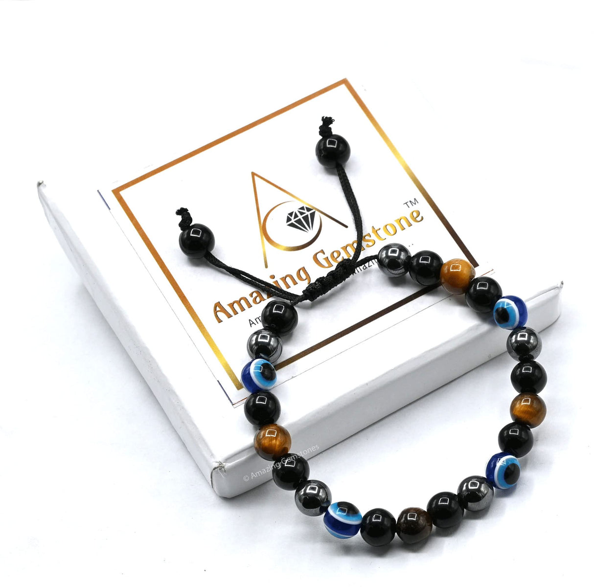 Amazing Gemstone Evil Eye Bracelets for Men Women - Ultimate Protection - Black Obsidian, Tigers Eye and Hematite - Healing Bracelets Gifts for Mom Mothers Day Pulseras Para Hombres Mujer