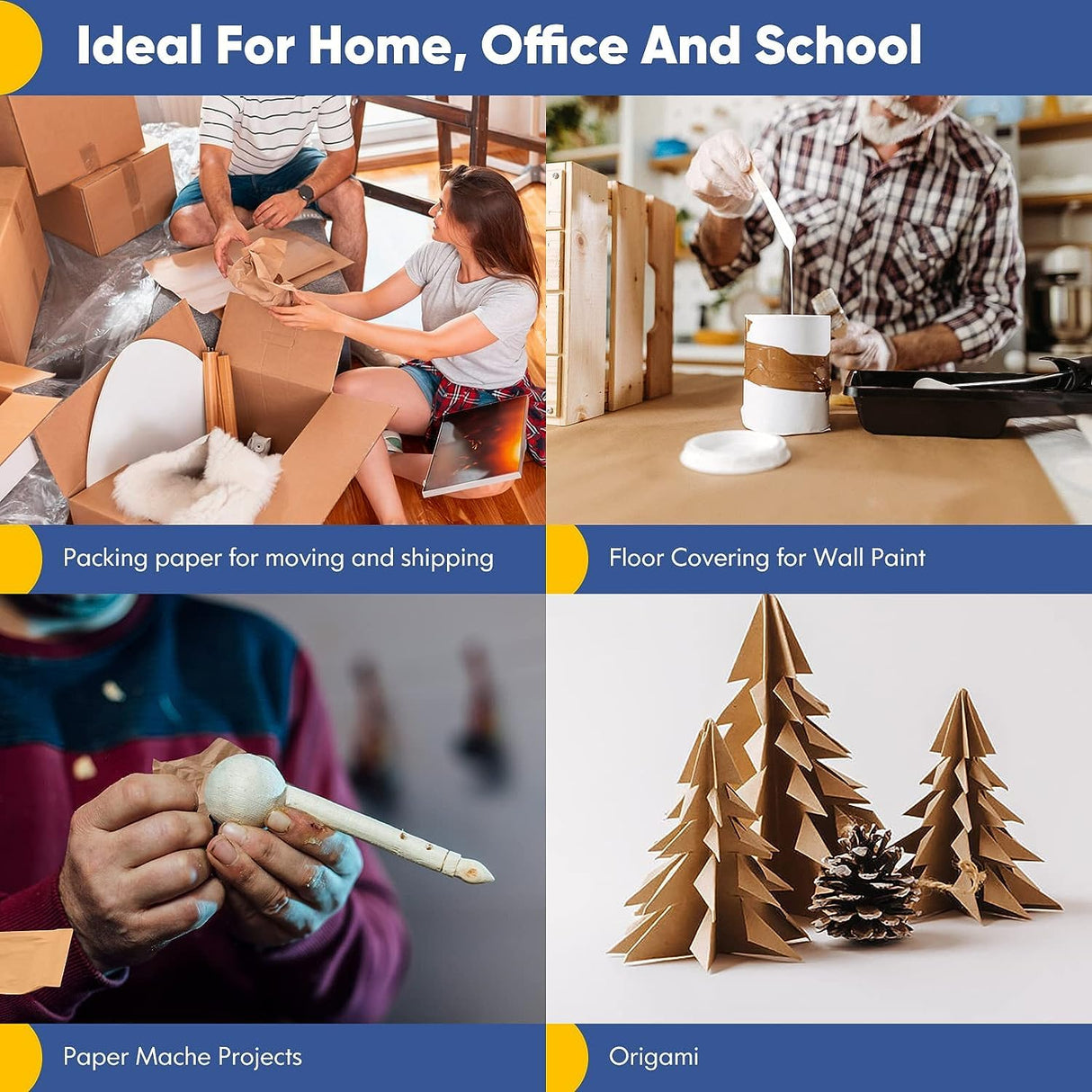 Vanhench 48"x 2400" (200') Brown Jumbo Roll Wrapping Paper, Kraft Craft Paper Roll for Bulletin Board Kids Arts Crafts Packing Shipping Poster Construction, Thanksgiving Christmas Wrapping Paper