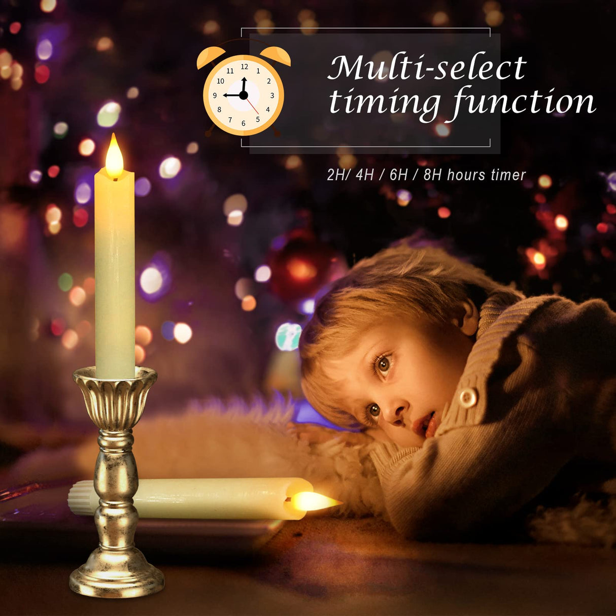 PChero Flameless Flickering Taper Candles with Remote Timer and Dimmer, 6.4 Inch Real Wax Ivory LED Candlesticks Battery Operated for Halloween Christmas Home Wedding Decor