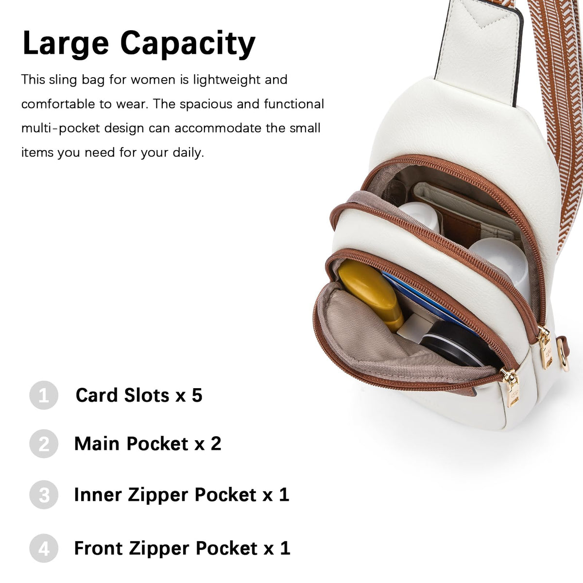 BOSTANTEN Sling Bag for Women Leather Crossbody Bags Fanny Pack for Travel