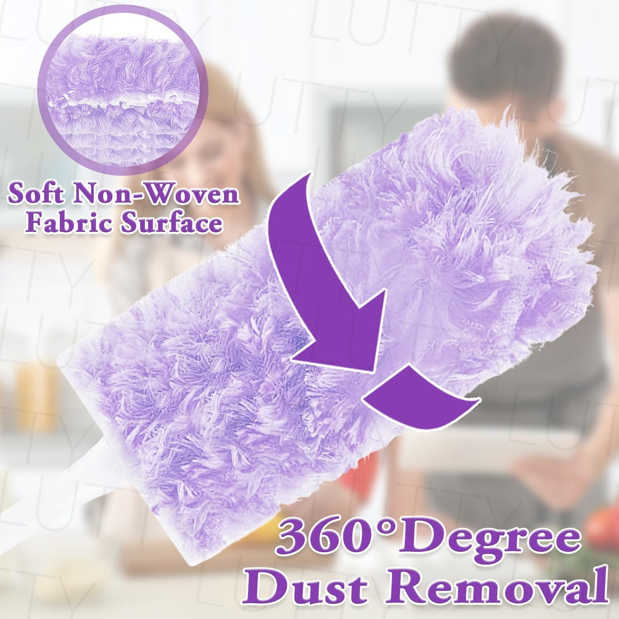 Dusters Refills 60 Count 360°Double-Sided 4X Microfibers Disposable Dusting Pads Compatible with Swiffer Duster Refill for Blinds Ceiling Fans Furniture Multi-Surface Dusting(Purple)