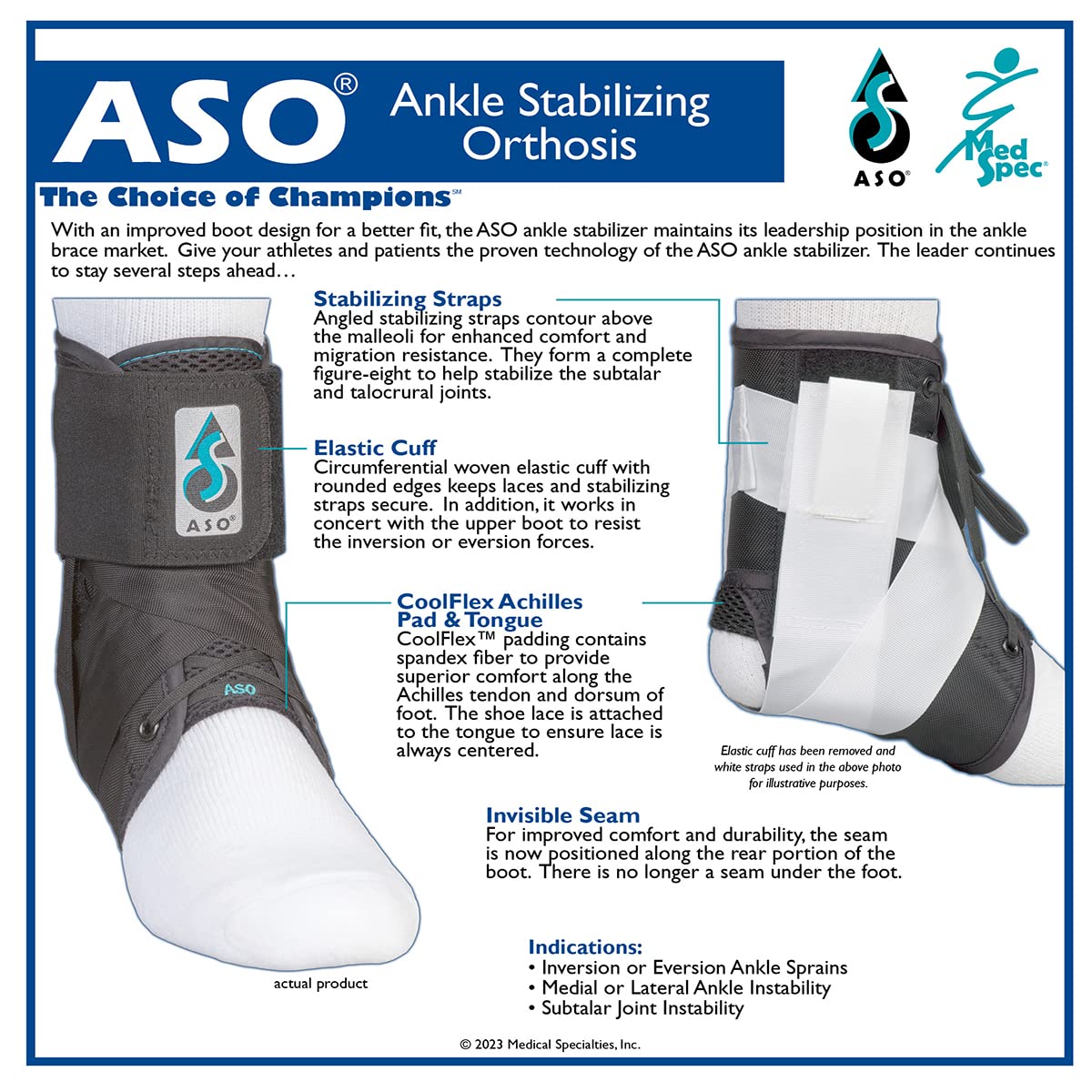 Med Spec ASO Ankle Stabilizer, White, X-Small