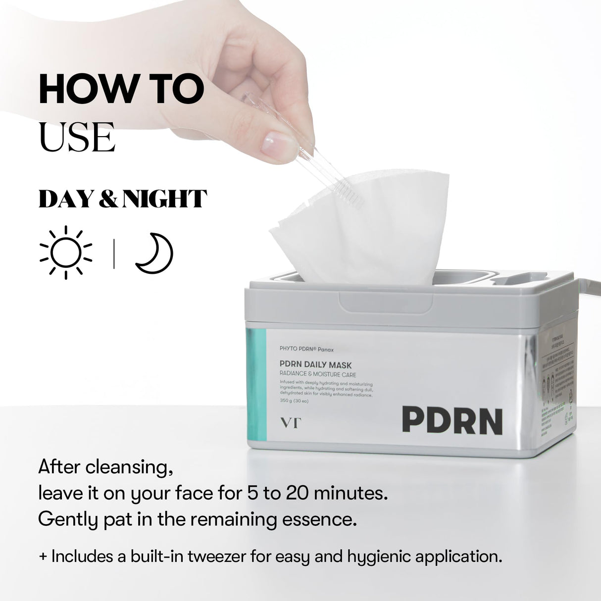 VT COSMETICS PDRN Daily Mask 30 Sheets, Vegan PDRN for Skin Restoration & Radiance, Hydrating & Moisturizing, Anti-Aging, Plumping Effect, Korean Face Mask (350g)