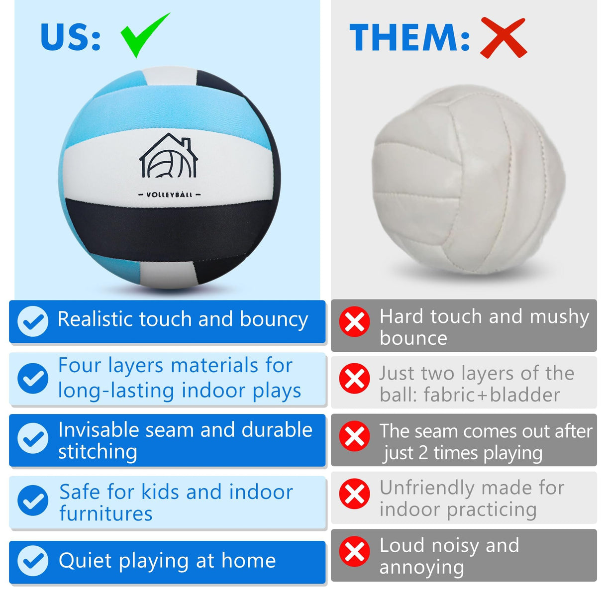 AceVernine Soft Indoor Volleyballs for Practicing Inside House and Yard, Safe and Silent Volleyball for Boys Kids Youth Beginners Training Birthday Christmas Easter Gifts