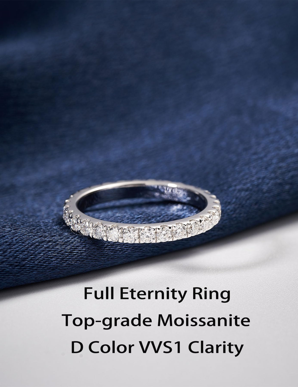 IMOLOVE Moissanite Wedding Band Wedding Rings for Women 925 Sterling Silver Rings with 18K White Gold Plated Eternity Stackable Engagement Ring Anniversary Band Size 6-ET