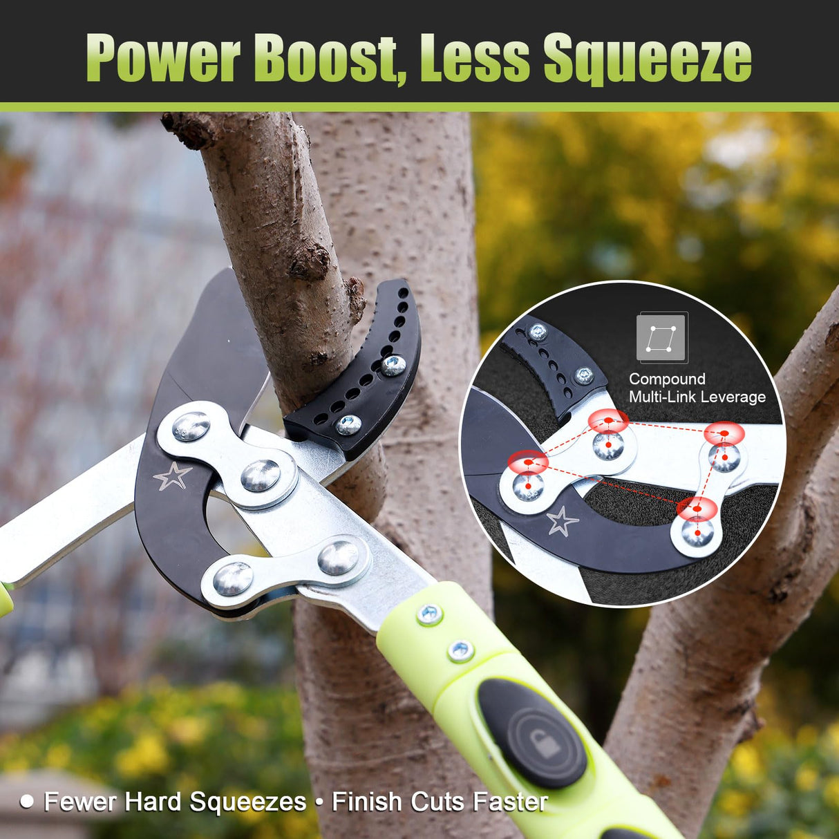 Heavy Duty Hand Loppers Pruning Shears for Gardening,25"-44" Extendable Branch Cutter for Tree Limb Trimming, Lightweight Anvil Lopping Shears for up to 2” Thick Branches Cutters (Green)