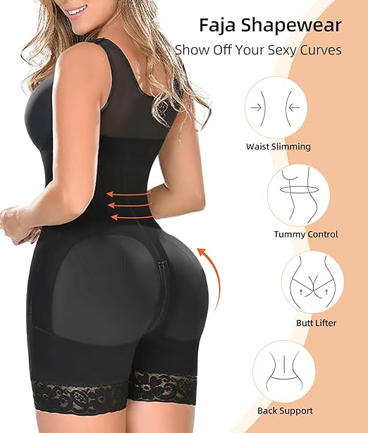 UnderYours Fajas Colombianas Shapewear for Women Tummy Control Post Surgery Full Body Shaper Butt Lifter with Zipper Crotch