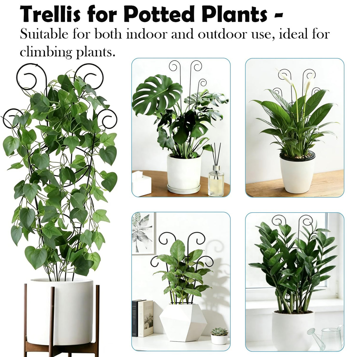 32.6in Trellis for Climbing Plants Outdoor/Indoor, 2 Pack Expandable Rustproof Metal Garden Plant Trellis for Potted Plants, Tall Heavy-Duty Houseplant Support for Monstera, Pothos, Ivy, Hoya