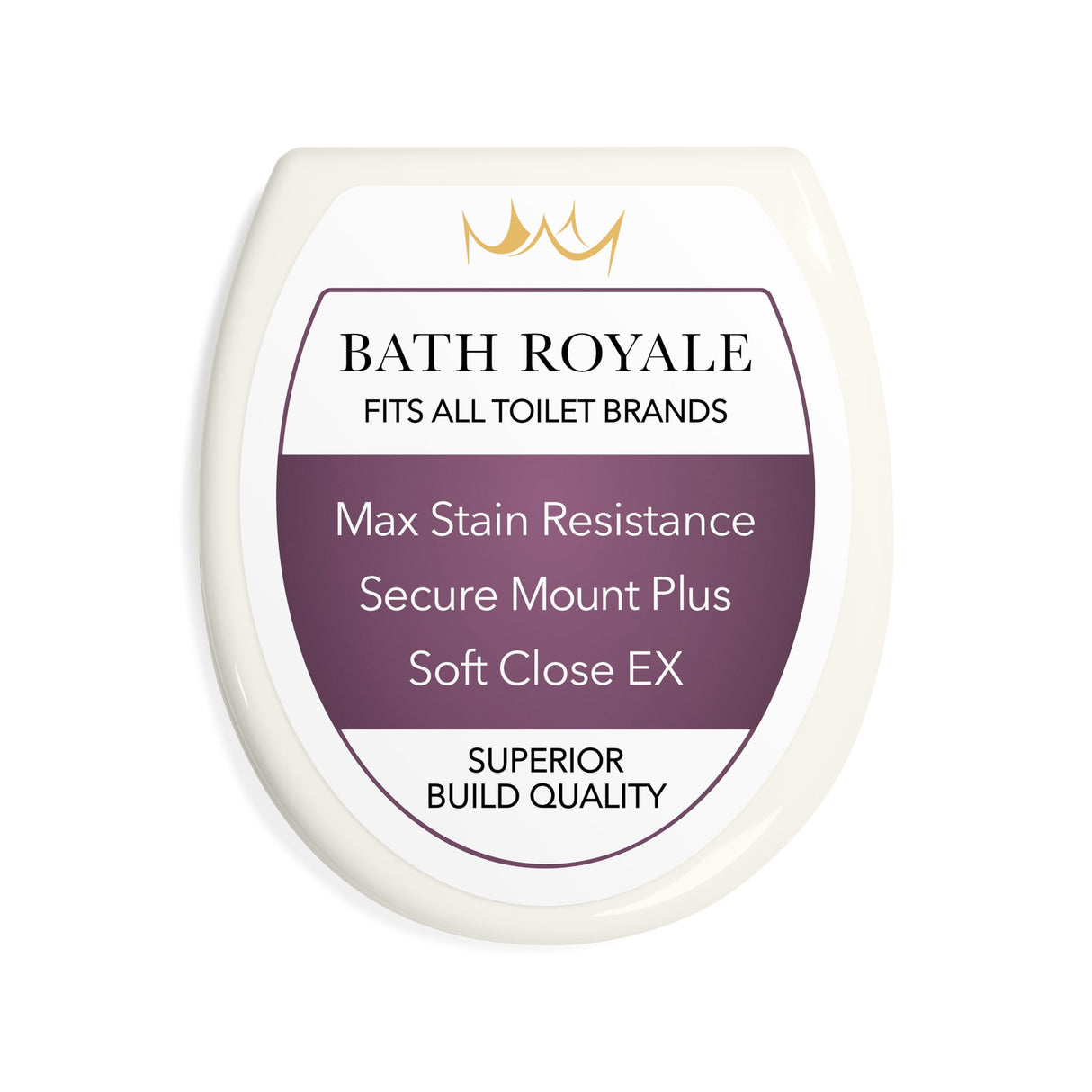 Bath Royale Round Toilet Seat Replacement with Cover BR500-01 Slow Close, Heavy Duty Sturdy, Stain-Resistant, No Jiggle and Easy to Clean, Fits All Toilet Brands, Executive Series - Biscuit/Linen,