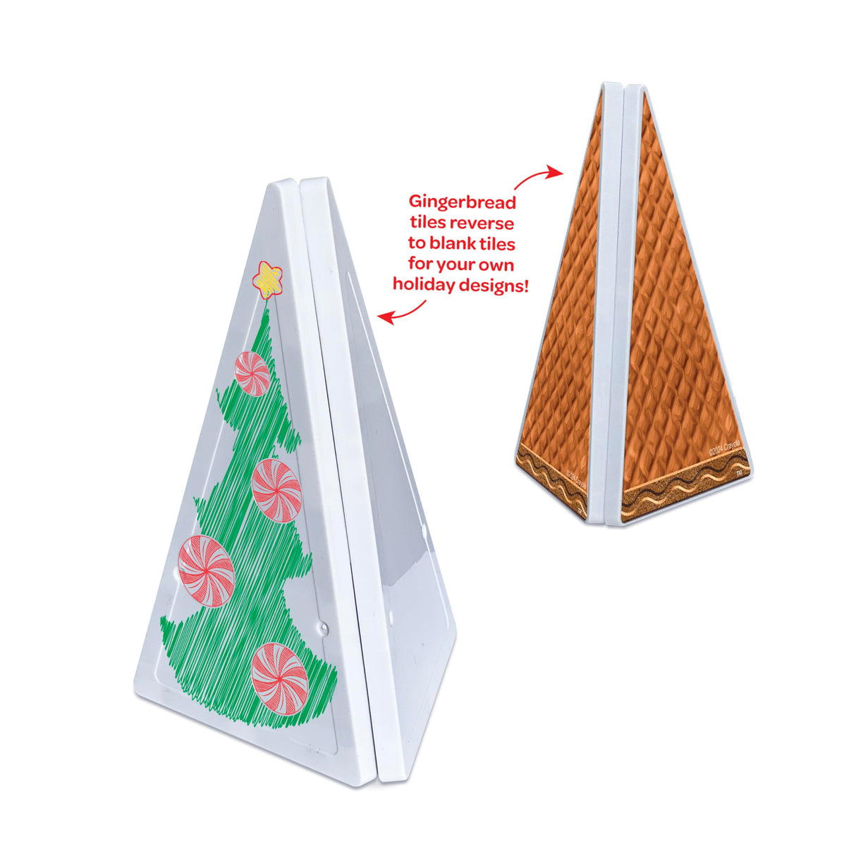 CreateOn Crayola Gingerbread House Magnetic Tiles, 24pc Holiday Christmas Building Set, STEM Educational Toys for Kids Ages 3+, Magnetic Construction Playset for Creative Learning & Gifts