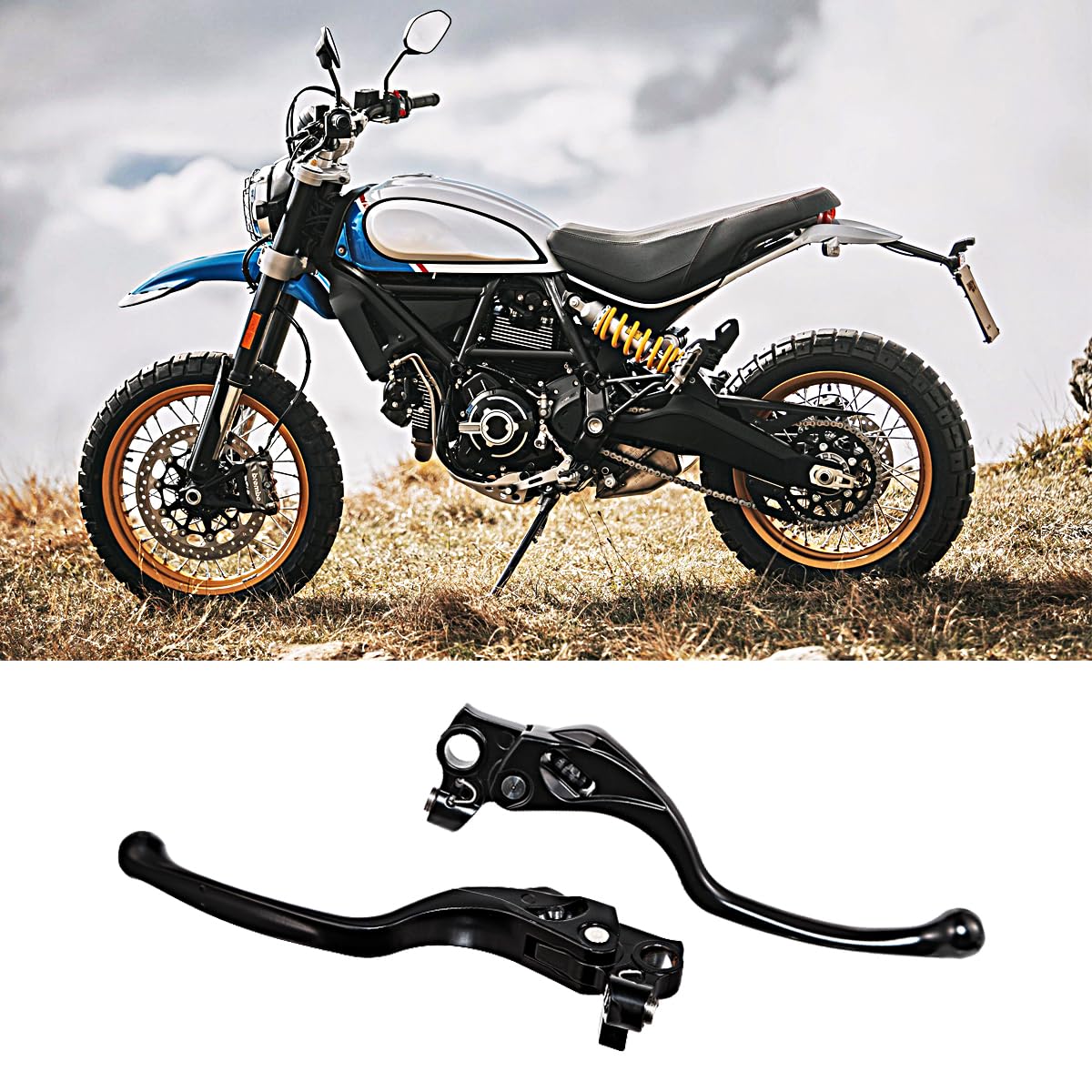 Rudyness Motorcycle Black Brake Clutch Levers Compatible for Ducati Scrambler 800 1100 by Hydraulic 2018-2023