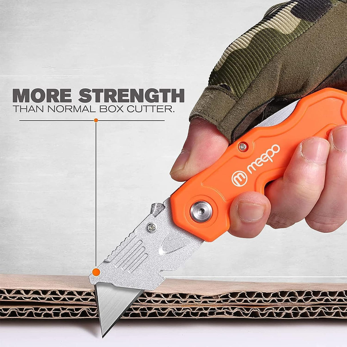 M MEEPO Box Cutter, 20-Pack Tough Folding Box Cutter Bulk for Heavy Duty Purpose, Razor Sharp Utility Knife Bulk, with Extra 50-Piece Blades, Can cut Drywall, Sheet Plastic, Linoleum, Boxes, Rope