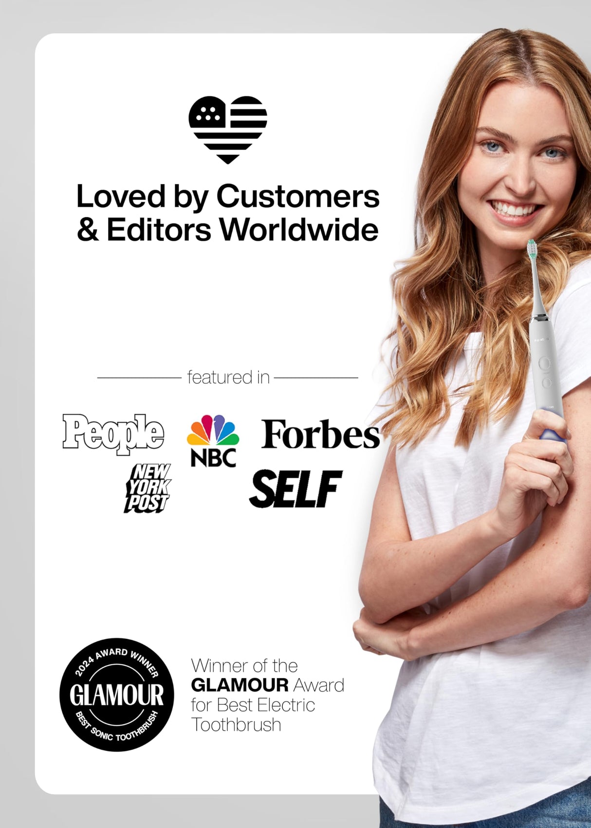 Aquasonic Vibe Series Ultra-Whitening Toothbrush – ADA Accepted Electric Toothbrush - 8 Brush Heads & Travel Case – 40,000 VPM Motor & Wireless Charging - 4 Modes w Smart Timer – Optic White