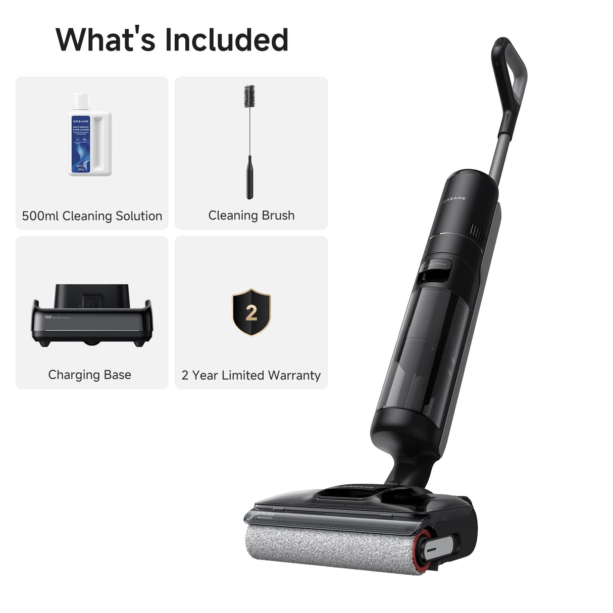 DREAME H12 Pro Gen2 Vacuum Mop, 0 Tangle Wet Dry Vacuum Cleaner, Cordless Vacuum Mop All-in-One for Hard Floors, 180° Lie-Flat Floor Cleaner Machine with 194°F Hot Self-Cleaning, 50Mins Runtime