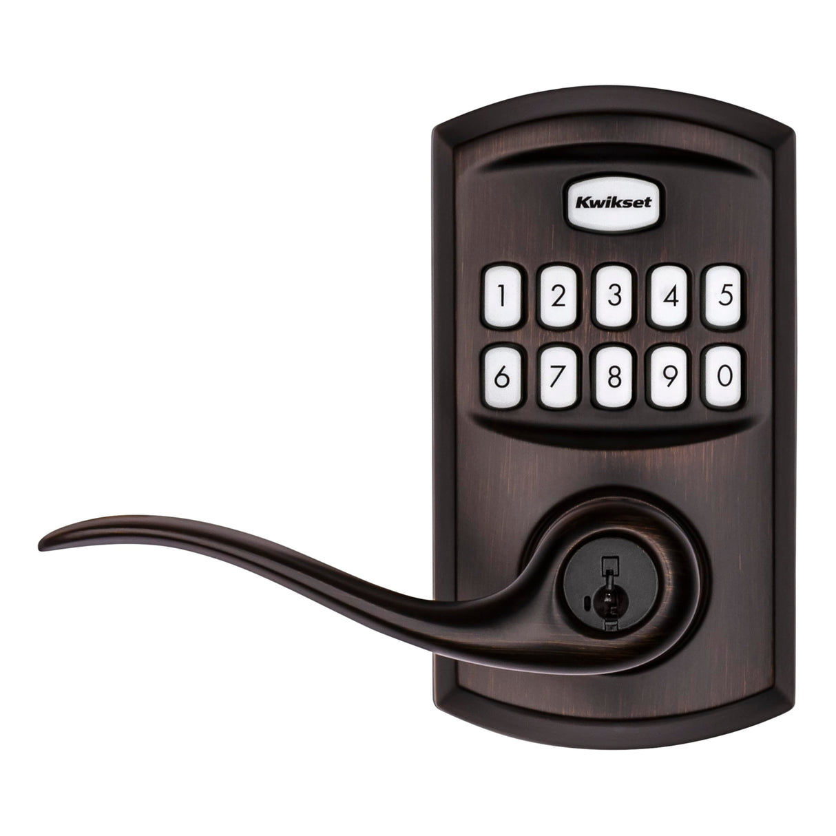 Kwikset SmartCode 917 Keypad Keyless Entry Traditional Residential Electronic Lever Deadbolt Alternative with Tustin Door Lever and SmartKey Security, Venetian Bronze