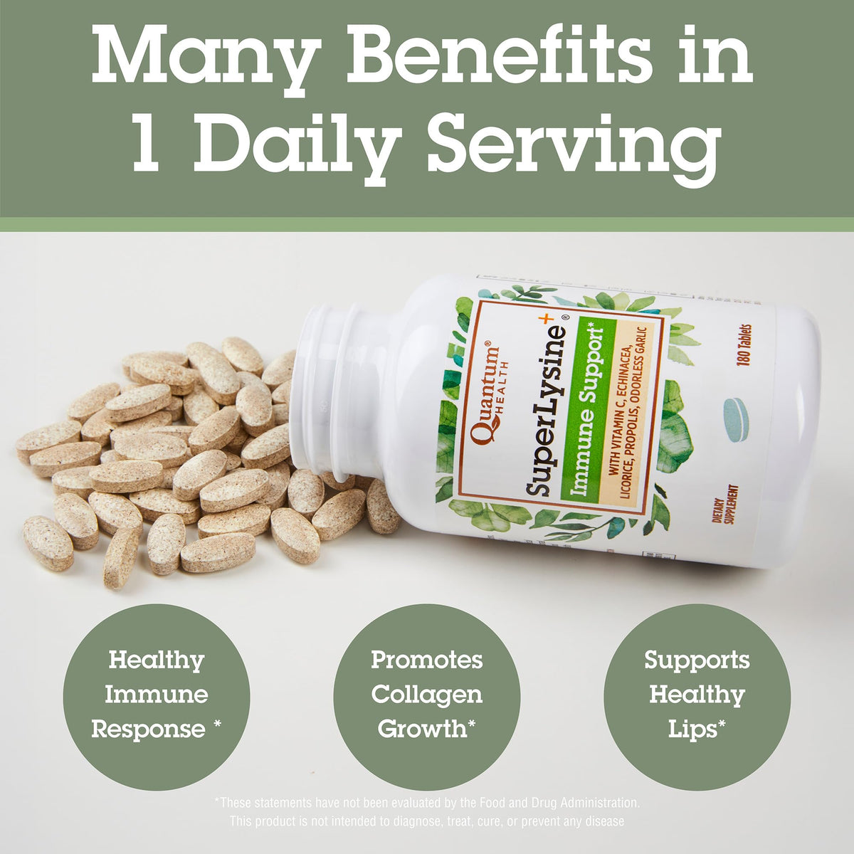 Quantum Health SuperLysine+ 1500mg L-lysine Immune Support 180 Tablets