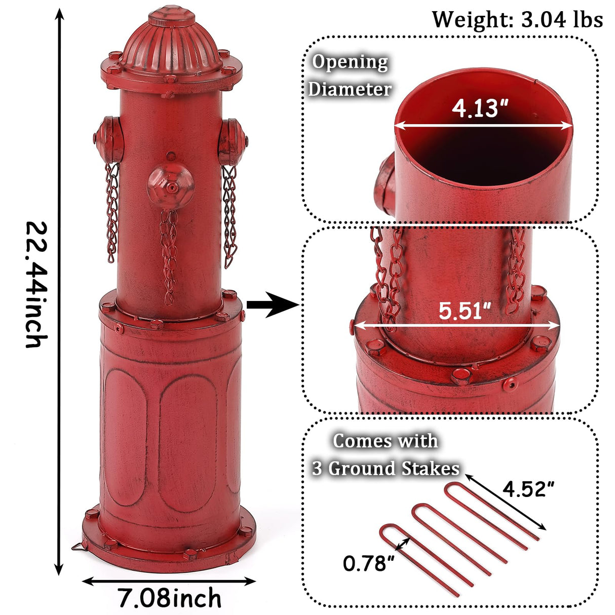 YiLifebes Dog Fire Hydrant Pee Post, 22.4" H Fake Fire Hydrant for Dogs to Pee on, Large Metal Pee Post Statue for Yard Garden Indoor & Outdoor