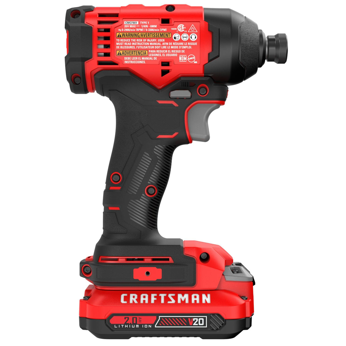 CRAFTSMAN Cordless 1/4 Impact Driver with 2 Ah Lithium Ion Battery, Charger and PH2 Screwdriving Bit, LED Light, High Torque, Variable Speed, 2900 RPM (CMCF801D1)
