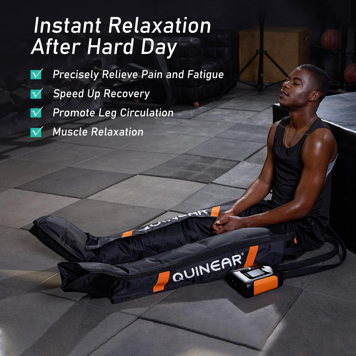 QUINEAR Professional Leg Recovery System, Cordless Air Compression Boots with Sequential Compression, Leg and Foot Massager, Fast Recovery Therapy for Athletes, FSA HSA Eligible (Medium)