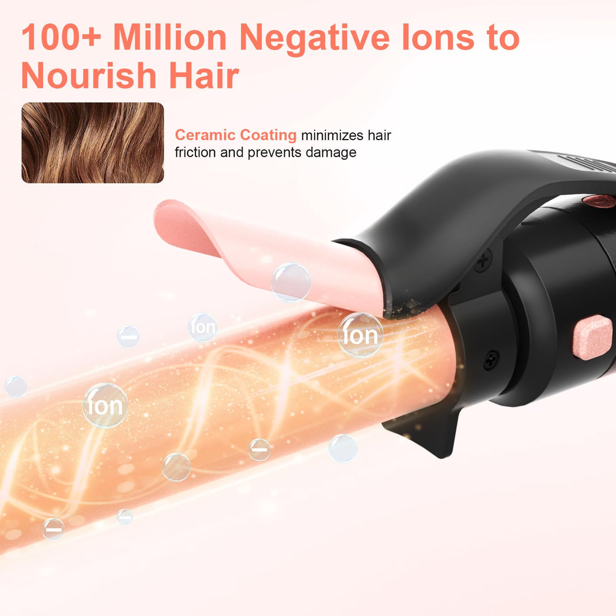 Automatic Rotating Curling Iron, 3 in 1 Thermal Brush Set 1-1 1/2 Inch, Auto Hair Curler with 3 Temps, 100 Million Ionic, Travel Dual Voltage Self Curling Wand for Beach Waves, Ceramic Coating