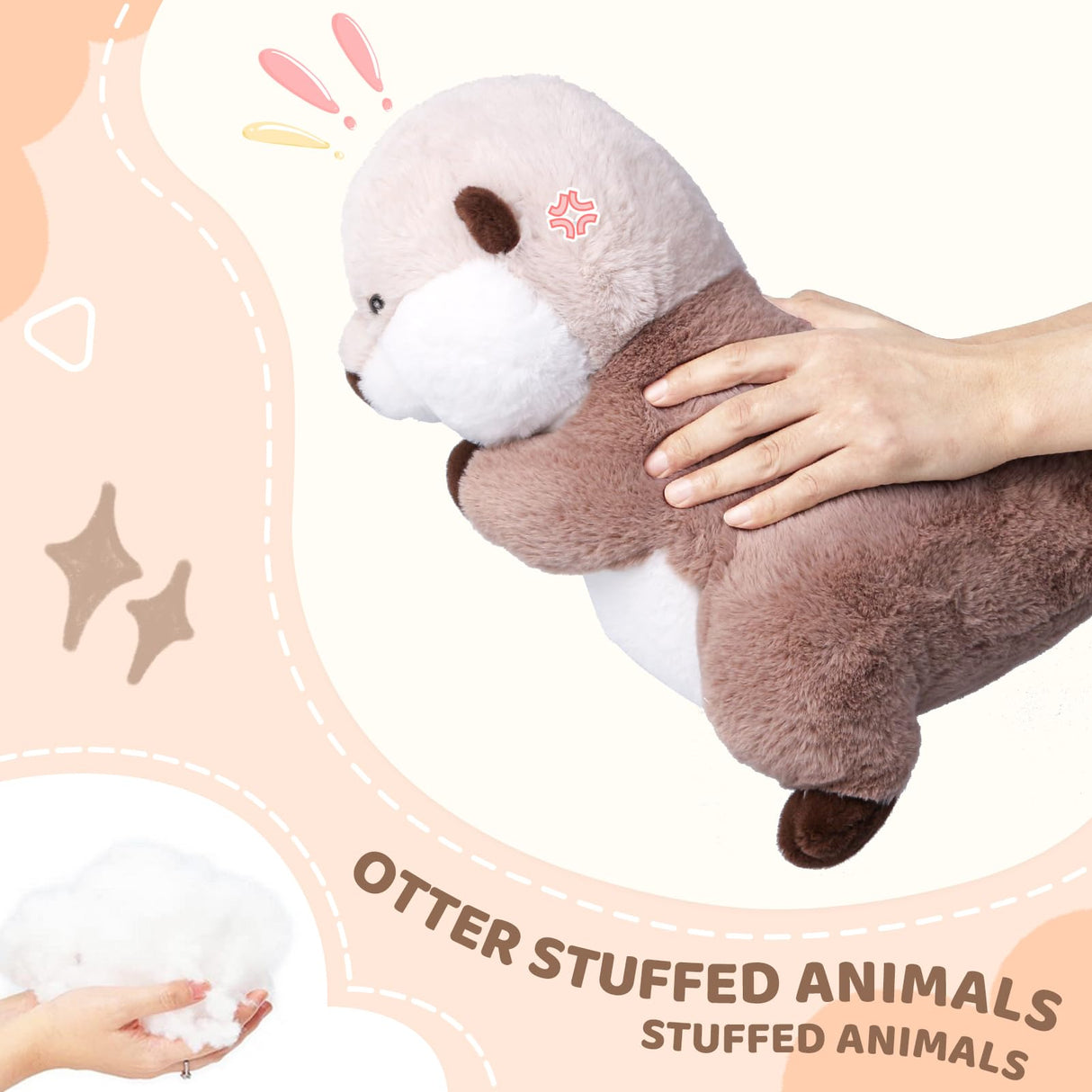Riuhot Cute Otter Stuffed Animals Soft Sea Otter Plushie Toy 15.7" Christmas Birthday Party Plush Gift for Kids Children Girls Boys