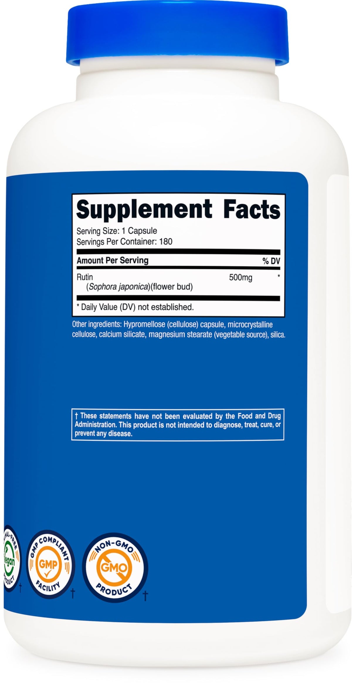 Nutricost Rutin 500mg, 180 Capsules - Gluten Free, Non-GMO, and Vegetarian Friendly