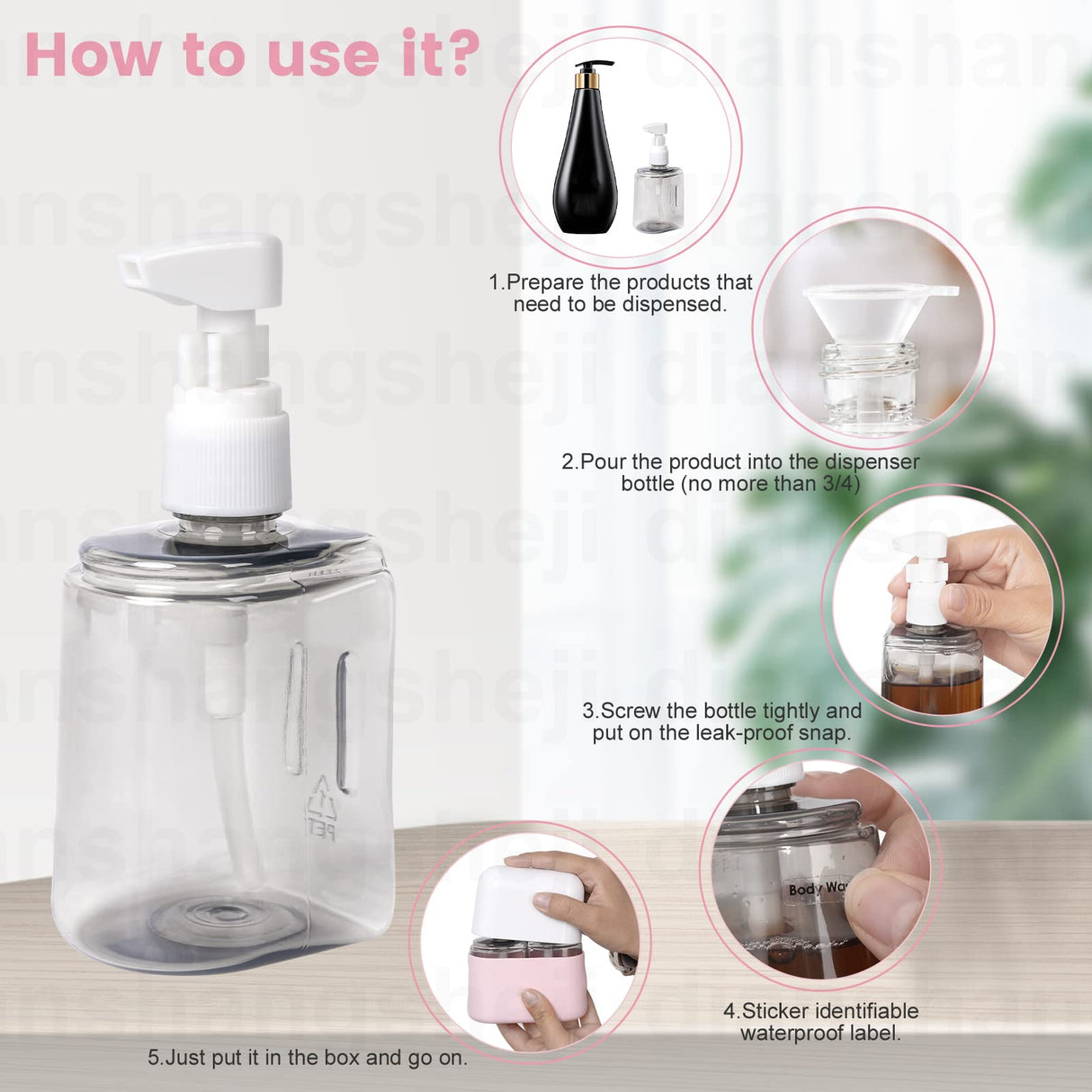 Yamadura Travel bottles for Toiletries, TSA Approved Travel Containers, Refillable, Portable, Spray Bottles and Pump Bottles with Labels for Creams, Perfumes and Shampoos (Pink)