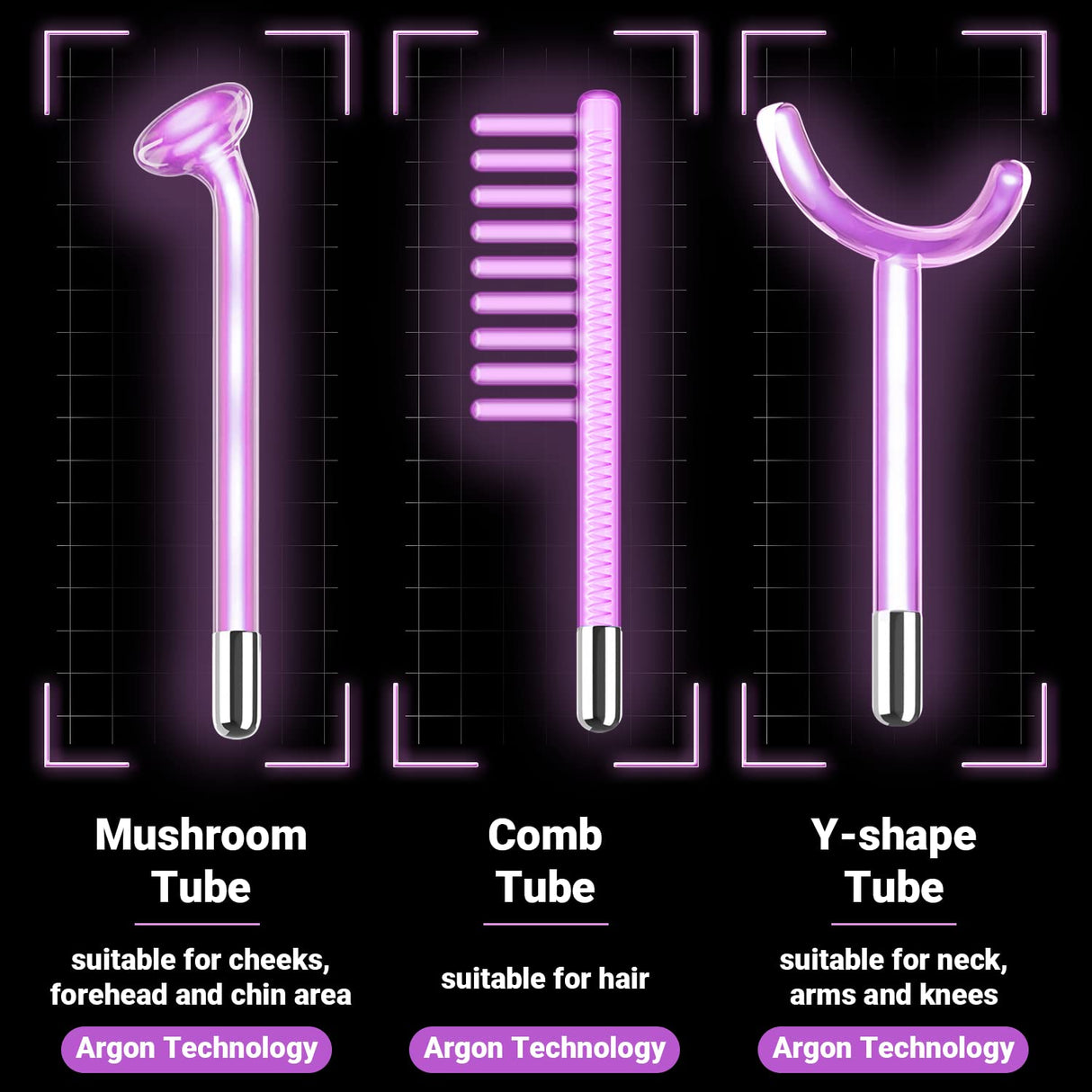 High Frequency Facial Wand - UUPAS Portable High Frequency Facial Machine with 6 Pcs Different Tubes(Orange & Purple)