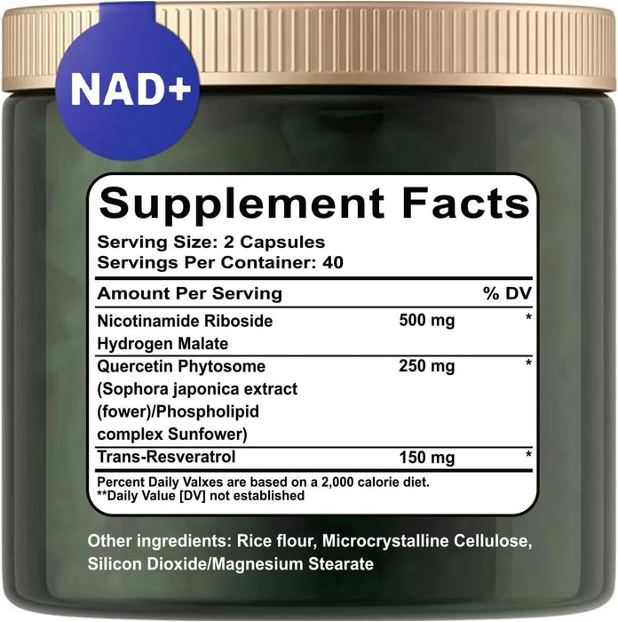 XIKRO NAD+ Supplement with Nicotinamide Riboside, Resveratrol & Quercetin – Daily Dietary Support – 80 Capsules
