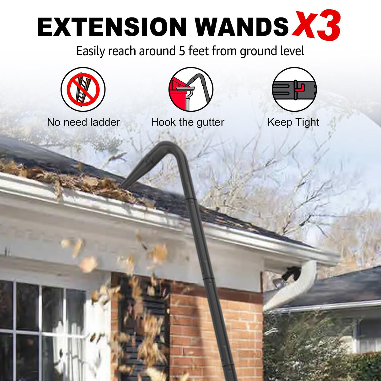 Sealegend Gutter Cleaning Tools for 2-1/2 in. Wet/Dry Vacuum Cleaner, Shop Vacuum Hose Attachments for Cleaning or Blowing Debris from Gutters, 2-1/2 in. Upgrade Lockout Design Shop Vac Accessories