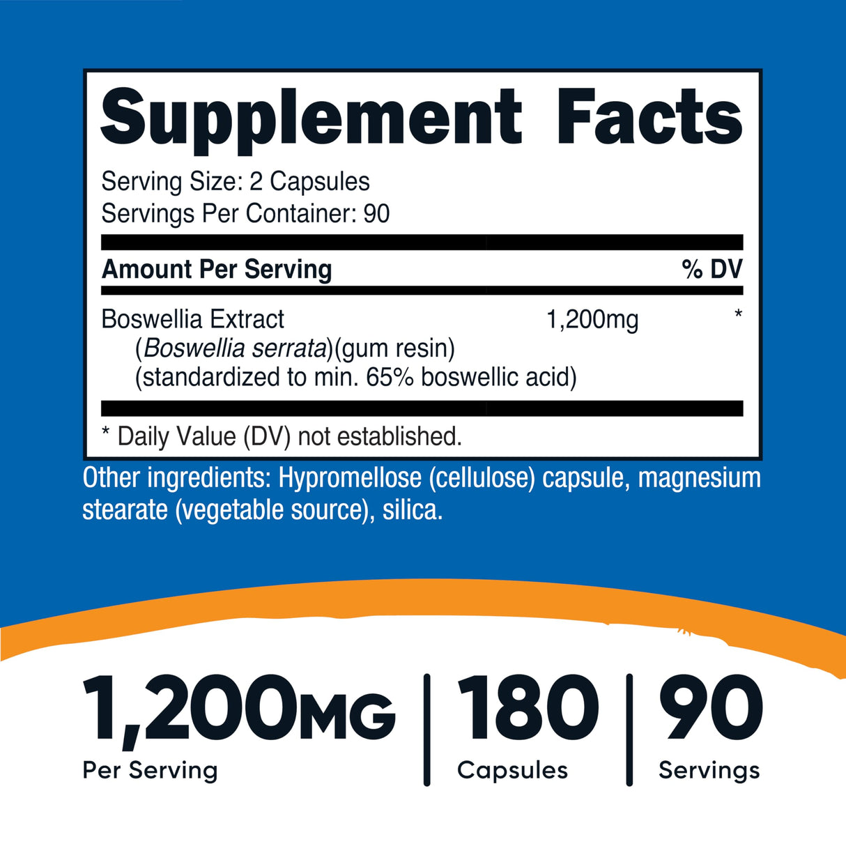 Nutricost Boswellia Extract Capsules (1,200 MG) (180 CAPS) - Gluten Free, Non-GMO, Vegan, 90 Servings