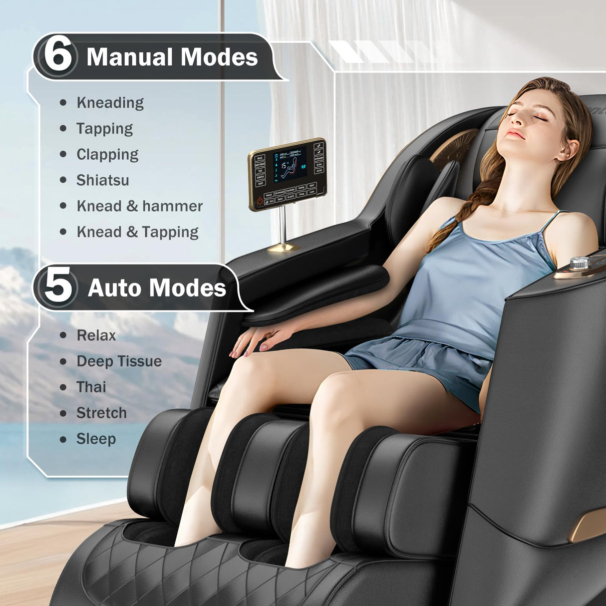 Culanta Massage Chair Full Body, Zero Gravity SL-Track Shiatsu Massage Recliner Chair with Body Scan, Airbags, Foot Rollers, Deep Yoga Stretch, Heating (U1-Black)