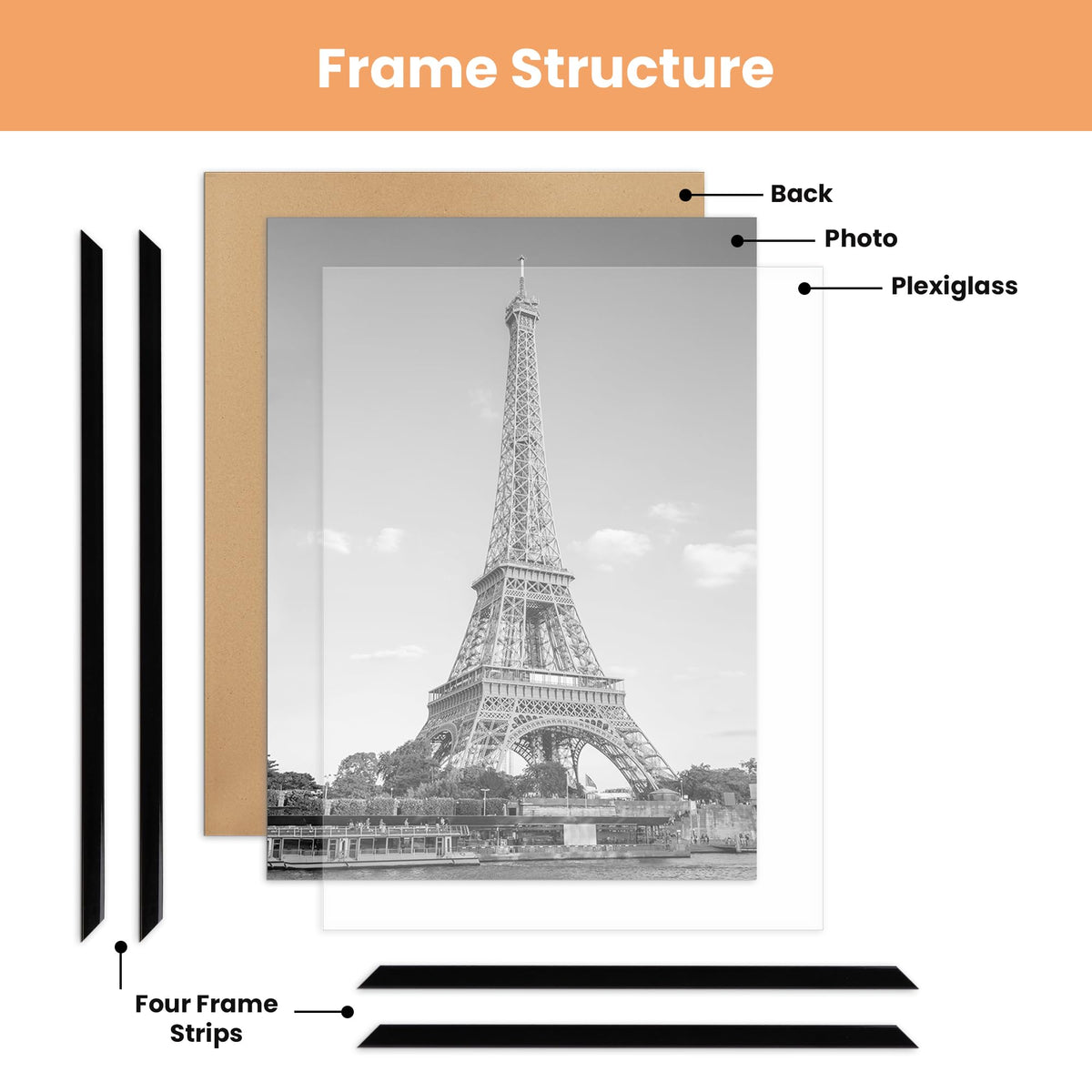 upsimples 20x30 Poster Frame, Easy Slide-In Assembly, Black, 3 Pack