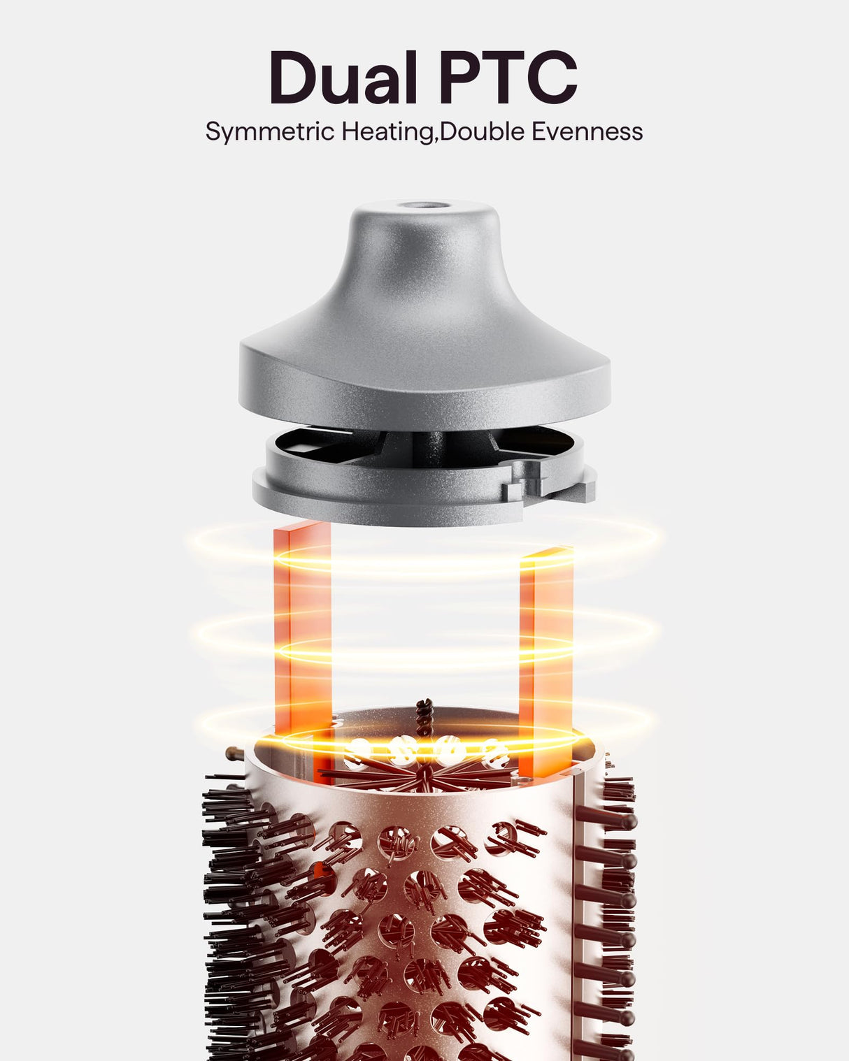 Thermal Brush, Wavytalk Heatwave Pro 1.5" Ionic Thermal Brush with Bilateral Ionic Outlet for Less Damage, One-Step Shiny Blowout Look, Dark Grey