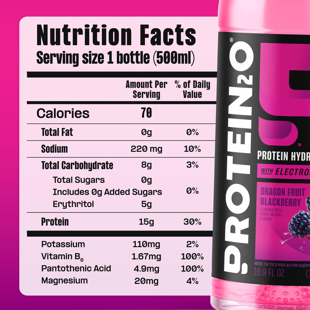 Protein2o Hydration Drink - 2-in-1 Liquid Clear Whey Protein Isolate and Electrolyte Drink - 15g Protein, Vitamins B5, B6 - Post-Workout Recovery - 16.9 Fl Oz - 12 Count Flavor Fusion Variety Pack