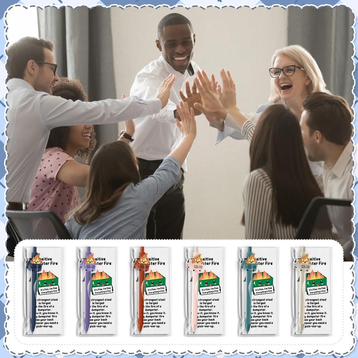 Sayglossy 30 Sets Dumpster Fire Gifts Funny Dumpster Fire Ballpoint Pens and Bookmarks Bulk Emotional Support Gift for Christmas Office Desk Accessories Work Coworkers Team Employee Staff Teachers