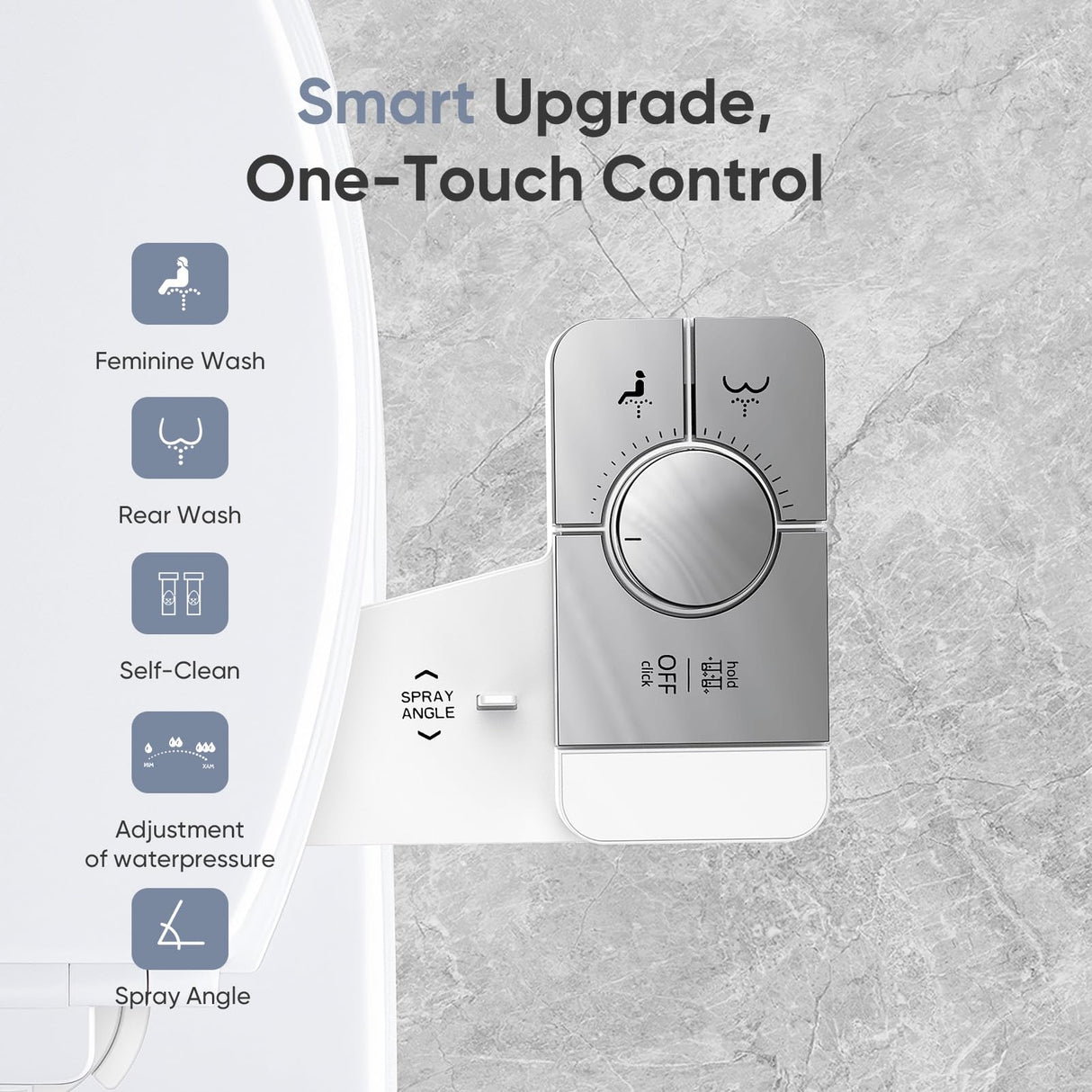 Vestomeli Upgrade Bidet Attachment for Toilet Seat, Adjustable Angle Dual Nozzle, Self-Cleaning, Non-Electric Bidet Attachment for Rear & Feminine Wash, Controllable Fresh Cold Water Pressure